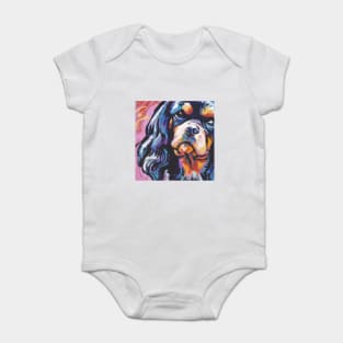 cavalier king charles spaniel Dog Bright colorful pop dog art Baby Bodysuit